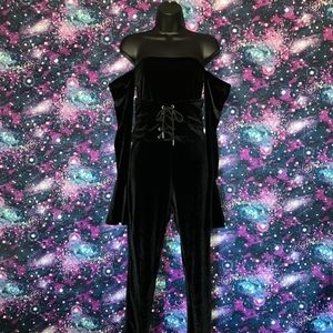 Gothic Velvet Off Shoulder Corset Bodysuit